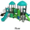 River Color Scheme: Posts- Matte Black; Rails- Silver; Roofs/Slides- Teal; Climbers/Panels- Lime Green
