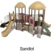 Sandlot Color Scheme: Posts- Brown; Rails- Sand Dollar; Panels- Beige; Roofs/Slides- Sandstone; Climbers- Mossy Stone