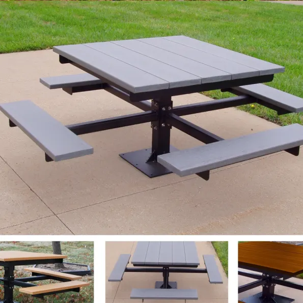 Square Picnic Pedestal T-Table