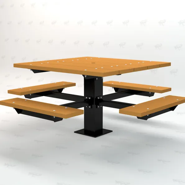 Square Picnic Pedestal T-Table