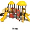 Blaze Color Scheme: Posts- Matte Black; Rails/Roofs/Climbers/Slides- Sunglow Yellow; Panels- Orange