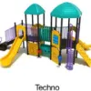 Techno Color Scheme: Posts- Matte Black; Rails- Purple; Slides/Panels/Climbers- Sunglow Yellow; Roofs- Teal