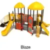 Blaze Color Scheme: Posts- Matte Black; Rails/Roofs/Climbers/Slides- Sunglow Yellow; Panels- Orange