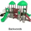 Backwoods Color Scheme: Posts- Brown; Rails- Sand Dollar; Panels- Beige, Roofs/Slides- Primary Green; Climbers- Brown