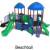 Beachball Color Scheme: Posts- Brick Red; Rails- Cobalt Blue; Roofs/Panels- Pacific Blue; Slides/Climbers- Primary Green