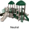 Neutral Color Scheme: Posts- Brown; Rails- Rainforest Green; Roofs/Panels- Hunter Green; Climbers/Slides- Beige; Tubes/Bridge- Hunter Green & Beige