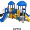 Sunrise Color Scheme: Posts- Cobalt Blue; Roofs/Slides- Pacific Blue; Rails- Sand Dollar; Panels/Climbers- Sunglow Yellow