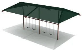 Shaded 2-Bay Single Post Swings