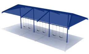 Shaded 3-Bay Single Post Swings