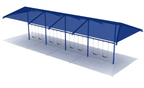 Shaded 4-Bay Single Post Swings